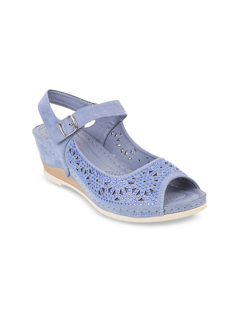 

Metro Women Blue Embellished Wedges