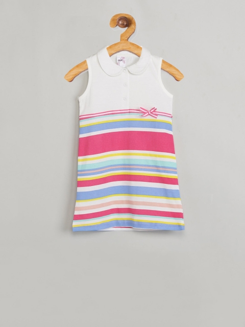 

max Girls Cream-Coloured Striped Shirt Style Top