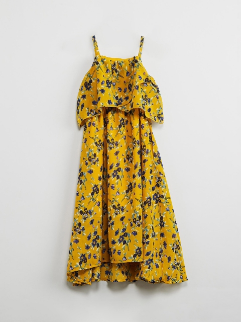 

max Girls Yellow Printed A-Line Dress