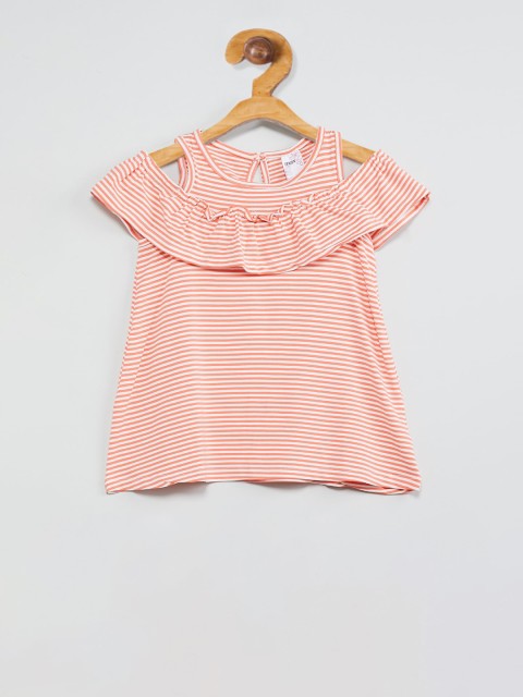 

max Girls Orange & White Striped Top