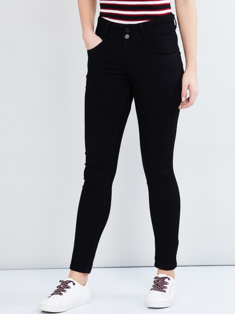

max Women Black Skinny Fit Mid-Rise Clean Look Stretchable Jeans