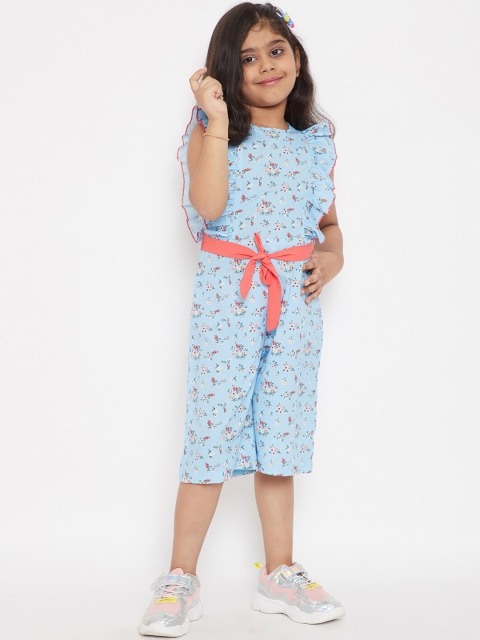 

Stylo Bug Girls Blue Printed Basic Jumpsuit