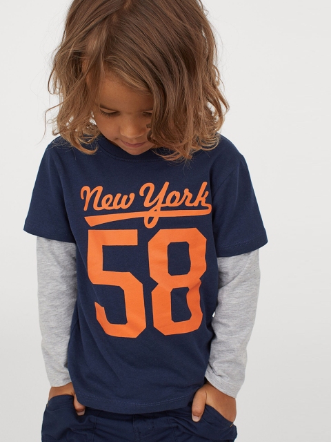 

H&M Boys Blue Printed Long-Sleeved Jersey Top