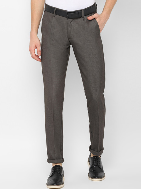

Allen Solly Men Brown Slim Fit Self Design Regular Trousers