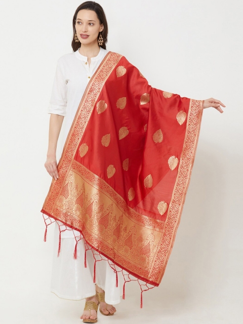 

Satrani Red Woven Design Dupatta