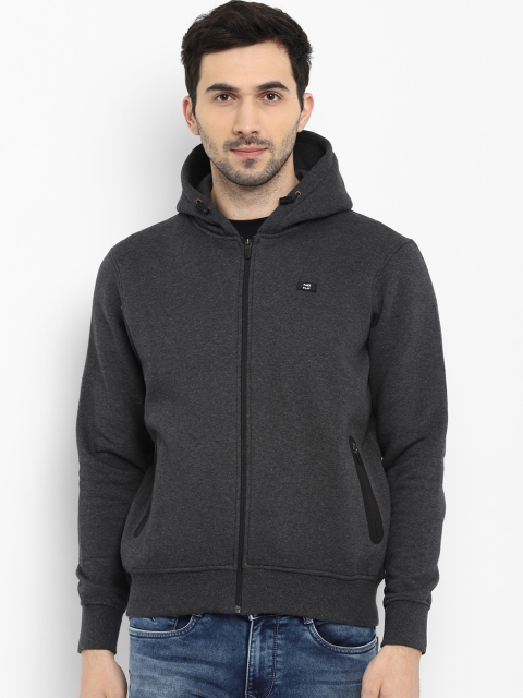 

Parx Men Charcoal Grey Solid Hooded Sweatshirt