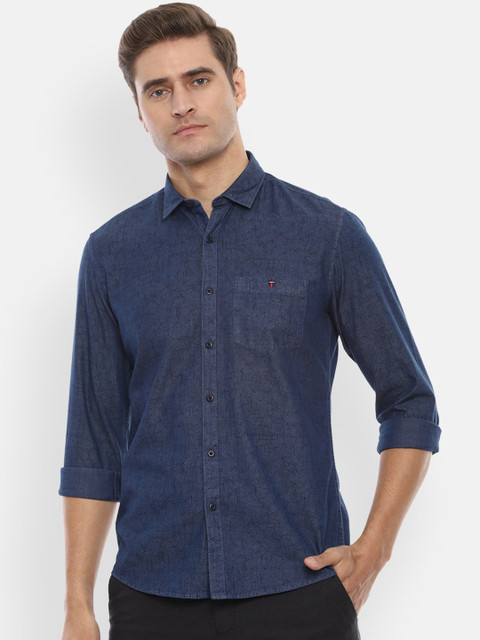 

Louis Philippe Jeans Men Navy Blue Slim Fit Printed Casual Shirt