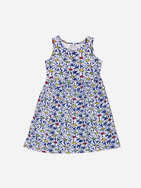 

PROTEENS Girls Blue & White Floral Printed A-Line Dress