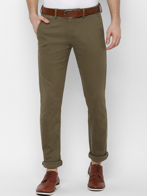

Allen Solly Men Olive Green Slim Fit Solid Regular Trousers