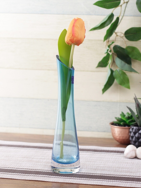 

TAYHAA Blue Solid Glass Flower Vase