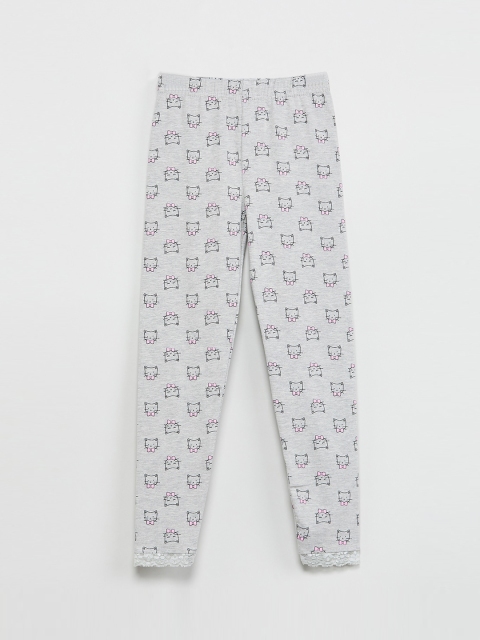 

max Girls Grey & Black Printed Ankle-Length Leggings