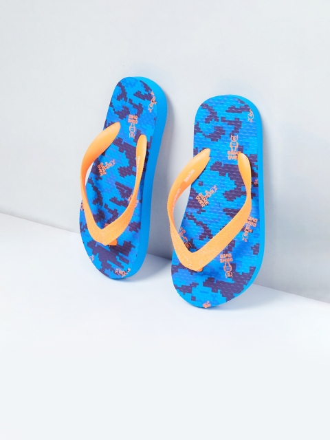 

max Boys Blue & Orange Printed Thong Flip-Flops