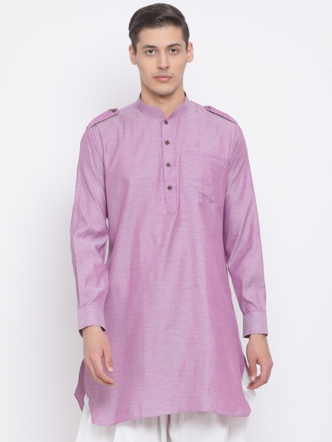 

VASTRAMAY Men Purple Solid Straight Kurta