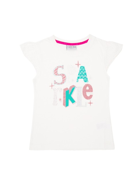 

Cherokee Girls Off-White Printed Pure Cotton Top