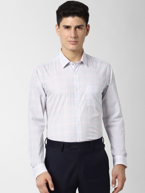 

Peter England Men White & Pink Regular Fit Checked Formal Shirt