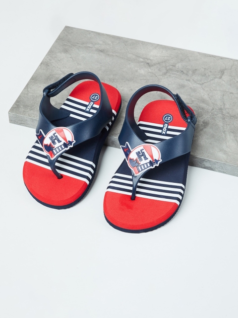 

max Boys Navy Blue & Red Printed Thong Flip-Flops