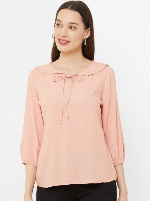 Kraus Jeans Women Peach-Coloured Printed Top