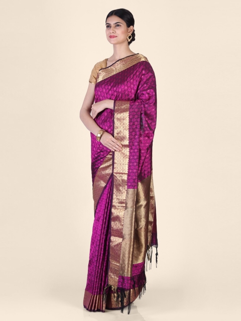 

Hastakala Purple & Gold Pure Silk Woven Design Kanjeevaram Saree