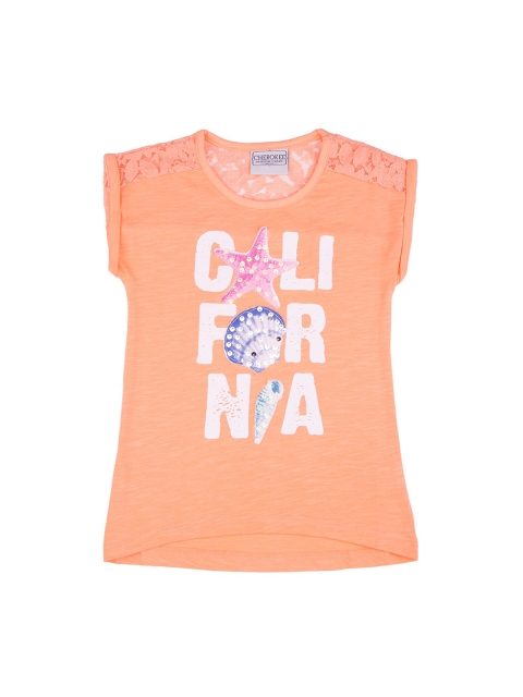 

Cherokee Girls Orange Printed Top