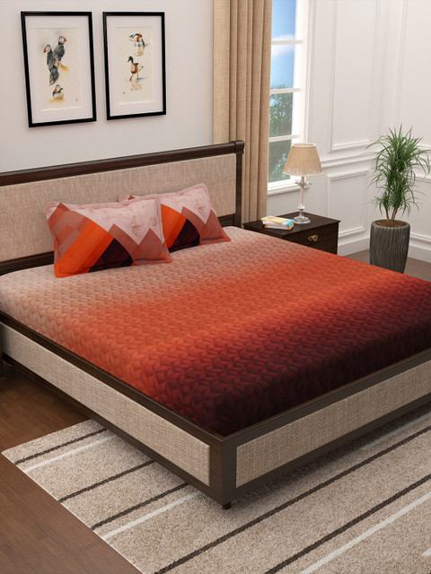

Story@home Brown Geometric 300 TC Cotton 1 King Bedsheet with 2 Pillow Covers
