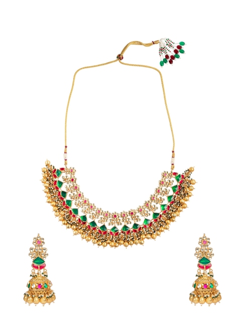 

MORKANTH JEWELLERY Gold-Plated Handcrafted Pachi Kundan Handcrafted Jewellery Set