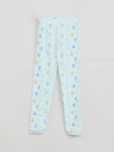 

max Girls Sea Green & Orange Parachute Printed Ankle-Length Leggings