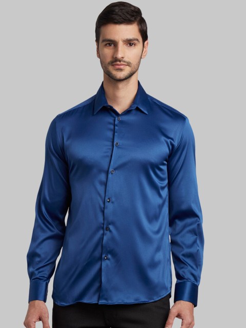 

Parx Men Blue Slim Fit Solid Party Shirt