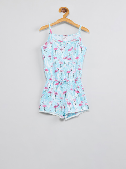 

max Girls Blue & Pink Printed Romper