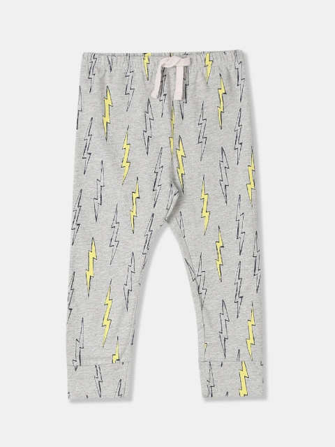 

GAP Infant Boys Grey & Yellow Printed Lounge Pants
