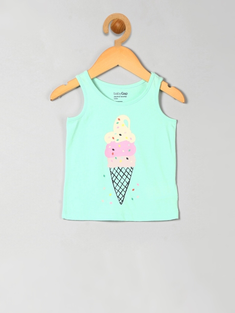 GAP Boys Green Printed Round Neck T-shirt