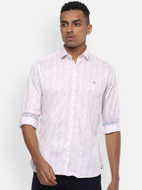 

V Dot Men White & Red Slim Fit Printed Casual Shirt