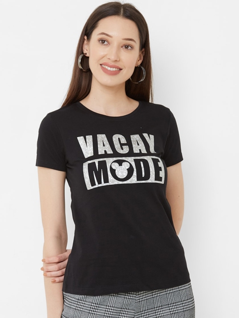

Kraus Jeans Women Black Printed Round Neck T-shirt