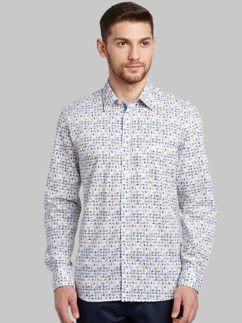 

Parx Men Blue & Off-White Slim Fit Printed Casual Shirt
