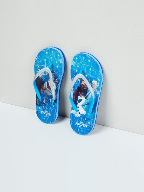 

max Girls Blue Disney Frozen Printed Thong Flip-Flops