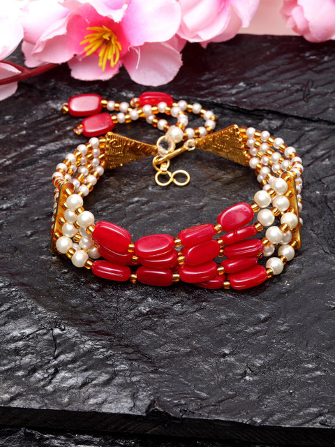 

Moedbuille Red Gold-Plated Handcrafted Charm Bracelet