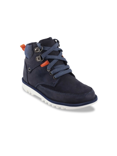

Metro Boys Navy Blue Solid Synthetic High-Top Flat Boots