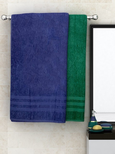 

Athom Trendz Unisex Set of 2 Solid 450 GSM Bath Towels, Blue