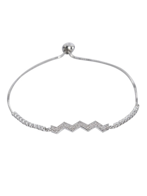 

shaze Women Rhodium-Plated Wraparound Bracelet, Silver