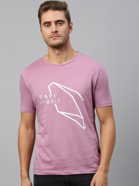 

RARE RABBIT Men Pink Printed Round Neck T-shirt
