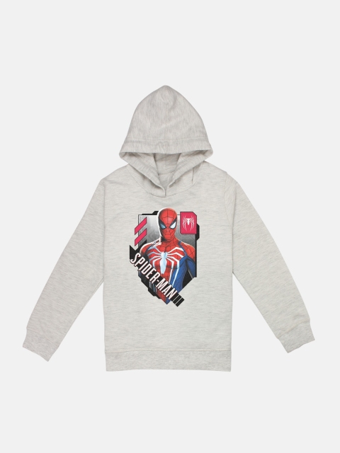 

Kids Ville Spiderman printed Grey Hoodie for Boys