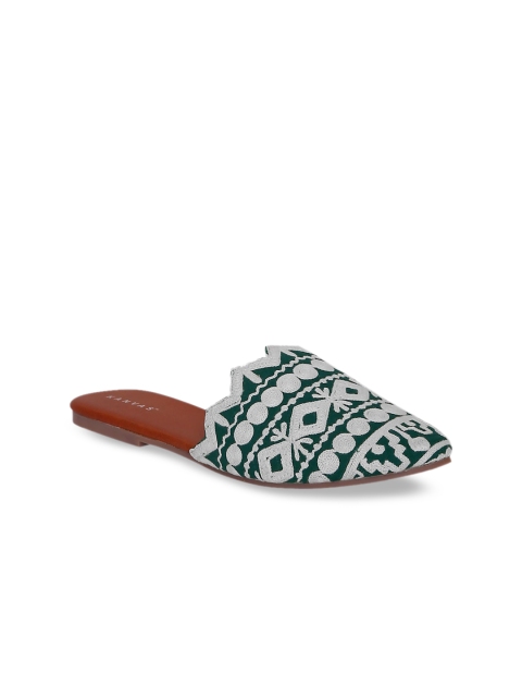 

Kanvas Women Green Embroidered Mules