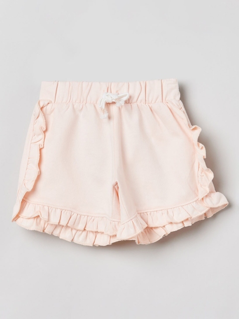 

max Girls Peach-Coloured Solid Regular Fit Regular Shorts