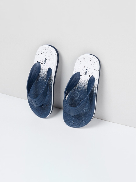 

max Boys Navy Blue & White Printed Thong Flip-Flops