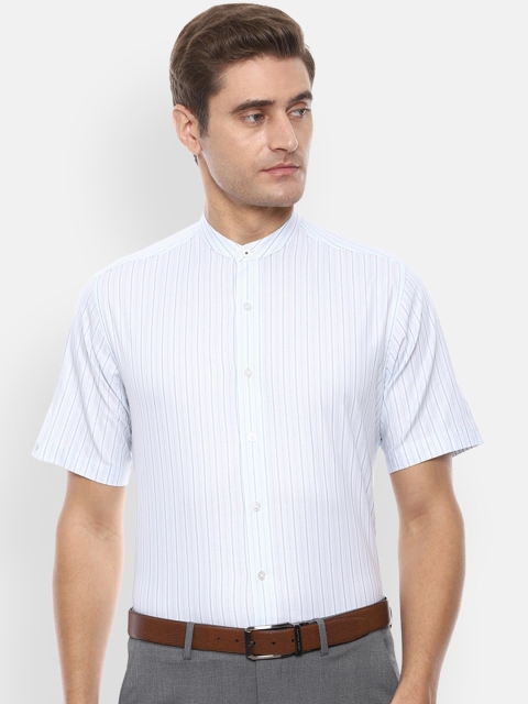

Louis Philippe Men White & Blue Slim Fit Striped Formal Shirt