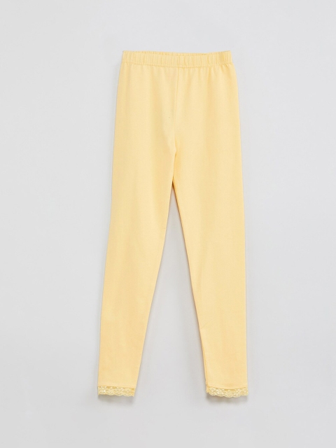 

max Girls Yellow Solid Ankle Length Leggings