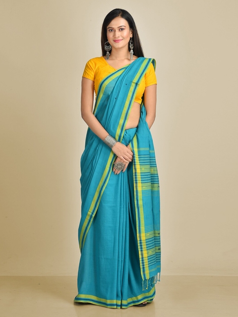 

Mitera Blue Pure Cotton Printed Taant Saree