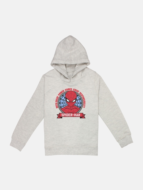 

Kids Ville Boys Grey Spiderman Printed Hooded Sweatshirt