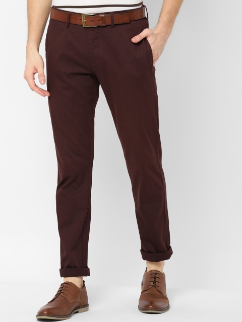

Allen Solly Men Maroon Slim Fit Self Design Regular Trousers