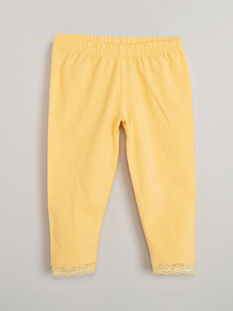 

max Infant Girls Yellow Solid Ankle-Length Leggings