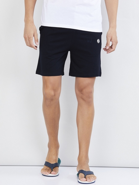 

max Men Navy Blue Solid Lounge Shorts